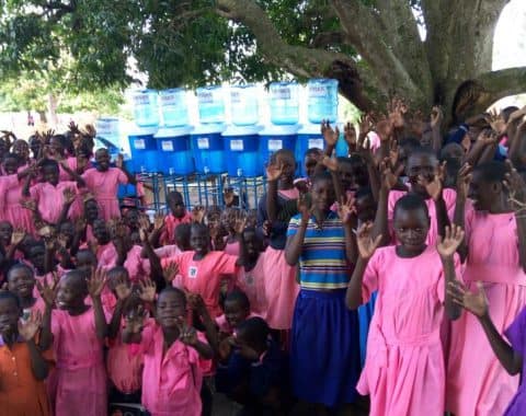 School Children with their Water filters.